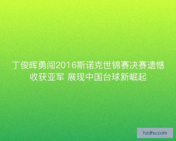 丁俊晖勇闯2016斯诺克世锦赛决赛遗憾收获亚军 展现中国台球新崛起