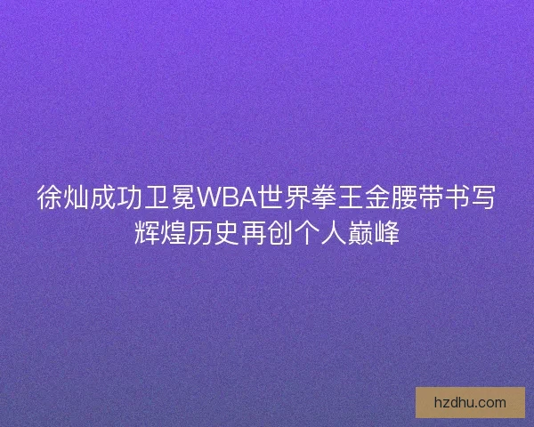 徐灿成功卫冕WBA世界拳王金腰带书写辉煌历史再创个人巅峰